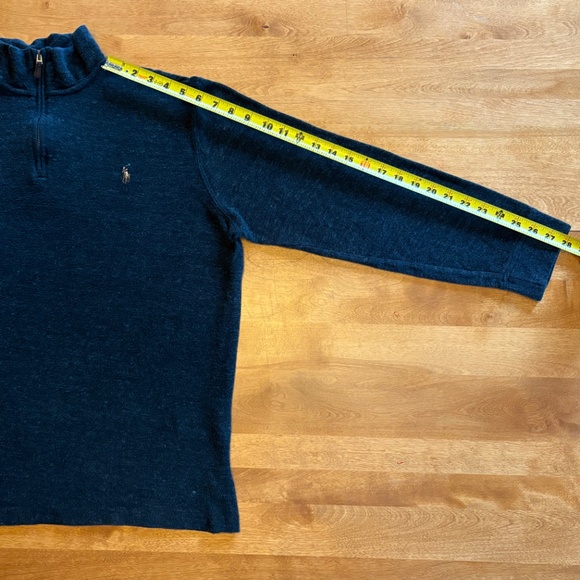 POLO Ralph Lauren Sweater Mens‎ Medium Estate Rib 1/4 Quarter Zip Pullover Gray - Picture 9 of 10